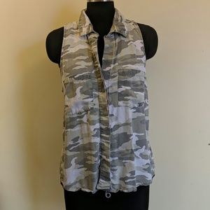 Anthropologie Camo Button-Down Tank